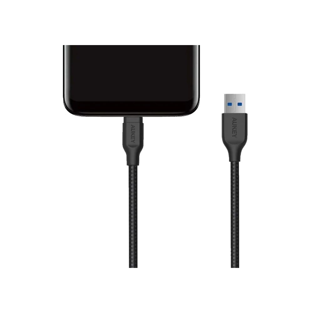 สายชาร์จ AUKEY USB-A to USB-C Cable Braided Nylon 1 เมตร Black (CB-CD43)