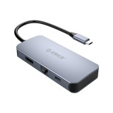 Orico 6-in1 USB-C to HDMI + 3 USB3.0 + LAN + PD Grey (MC-U602P)
