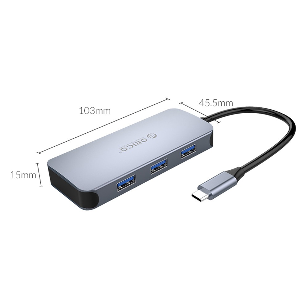 Orico 6-in1 USB-C to HDMI + 3 USB3.0 + LAN + PD Grey (MC-U602P)