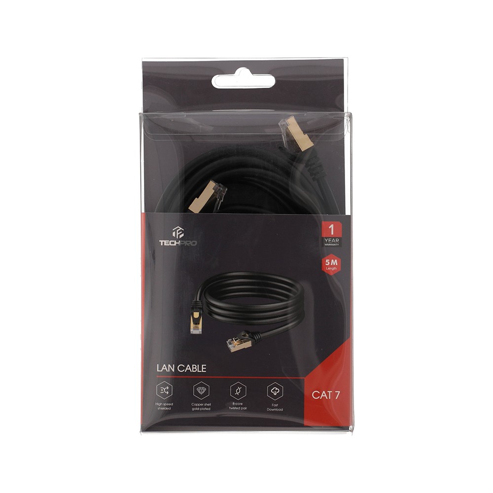 สายแลน TECHPRO LAN Cable CAT7 28AWG 5M. Black