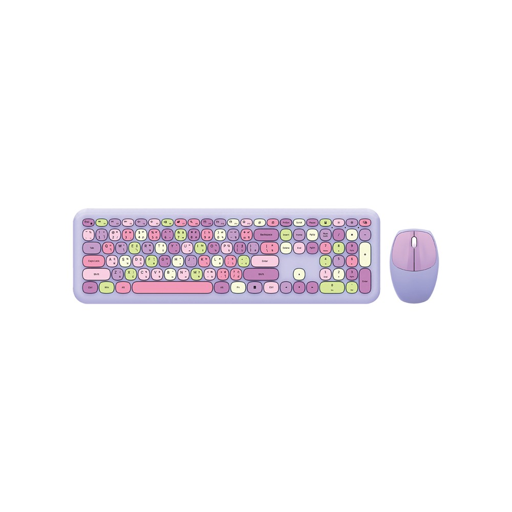 เมาส์และคีย์บอร์ด MOFii Wireless Mouse + Keyboard Silent Lollipop Mixed Purple (TH/EN)