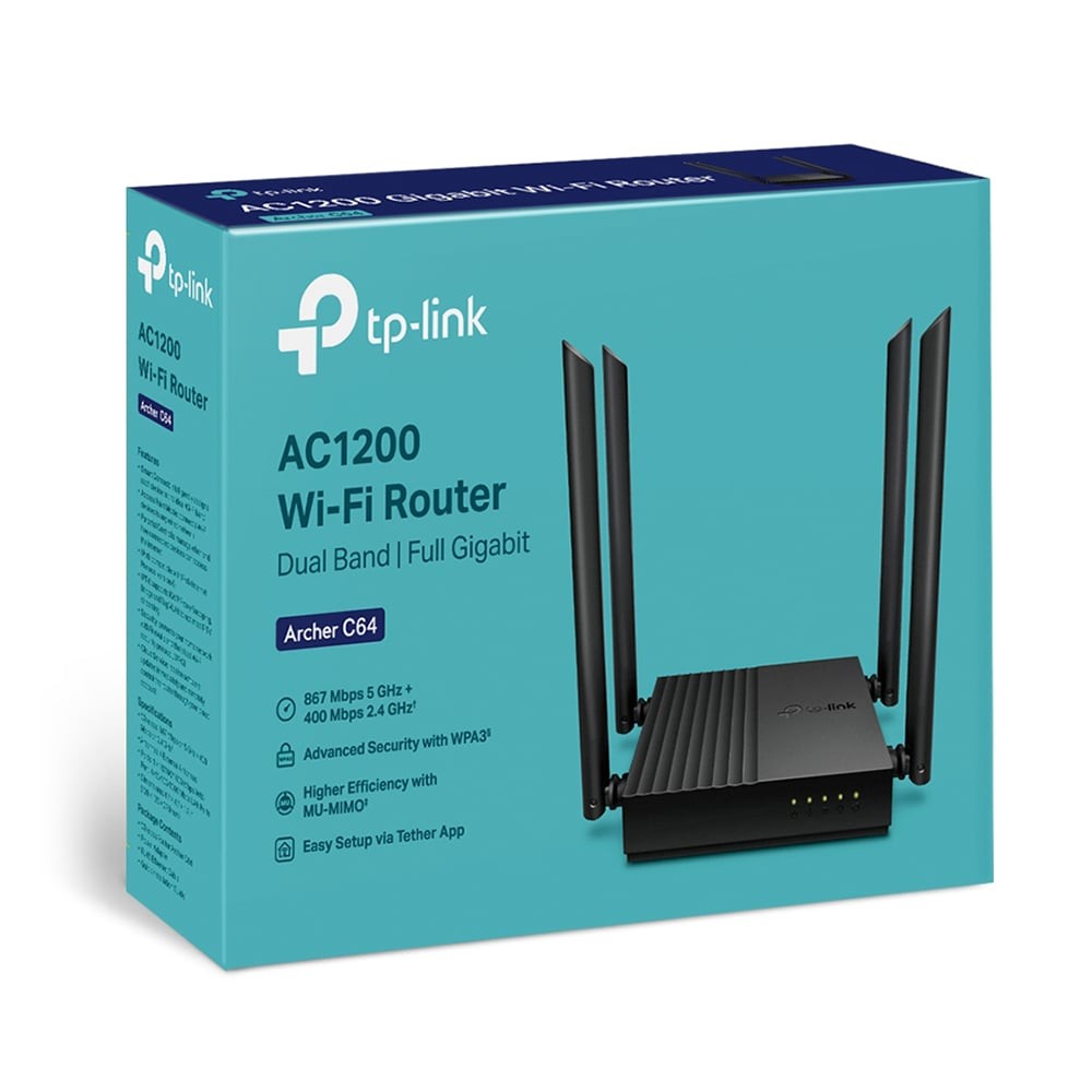 เราเตอร์ TP-Link Network Archer C64 AC1200 Wireless MU-MIMO Gigabit Router