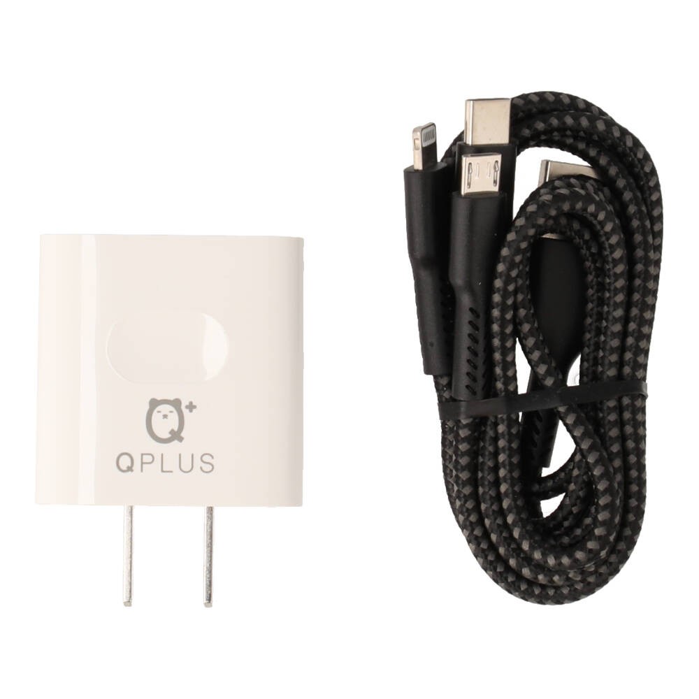 อะแดปเตอร์ QPLUS Wall Charger 2.1 A 2 USB A พร้อมสายชาร์จ 3in1