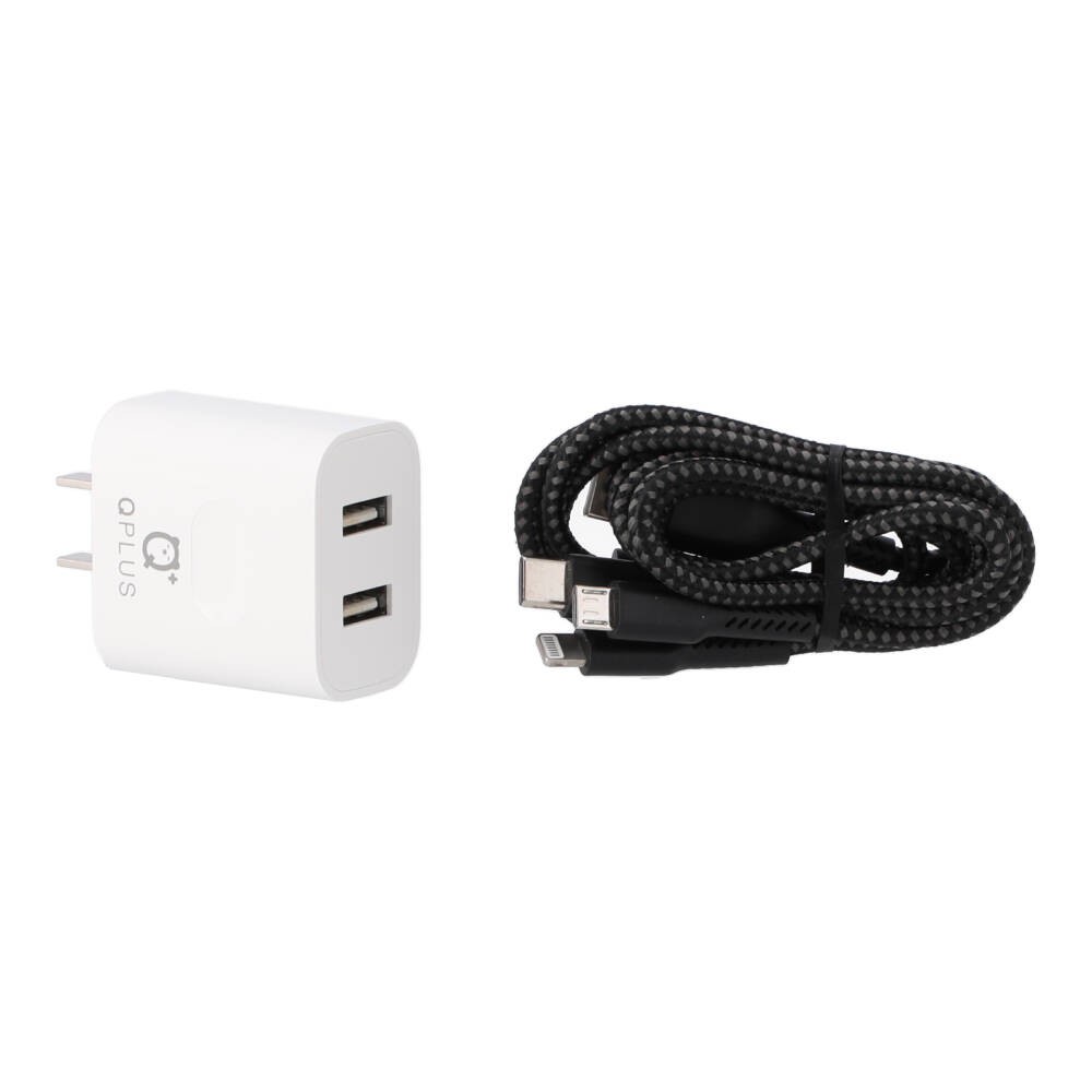 อะแดปเตอร์ QPLUS Wall Charger 2.1 A 2 USB A พร้อมสายชาร์จ 3in1