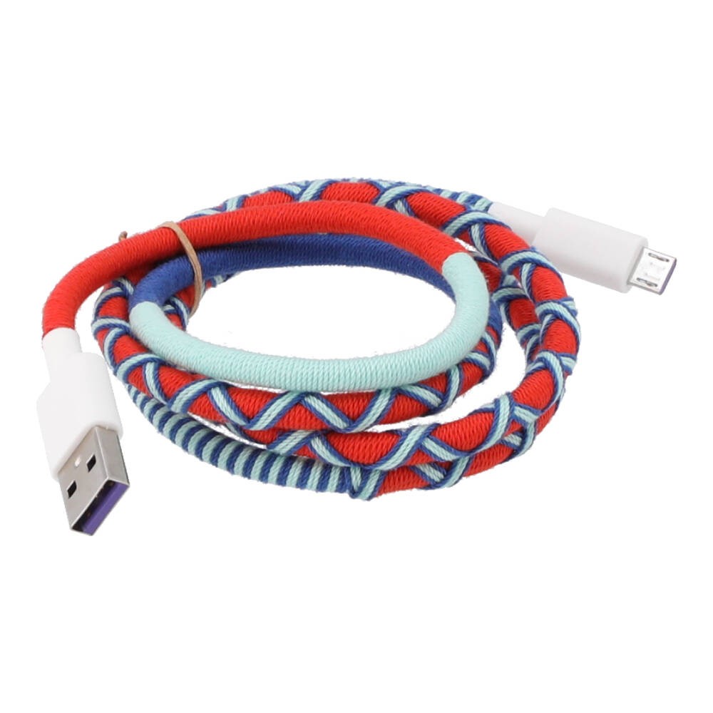 สายชาร์จ QPLUS Micro USB Cable 3A Braided 1 เมตร Red
