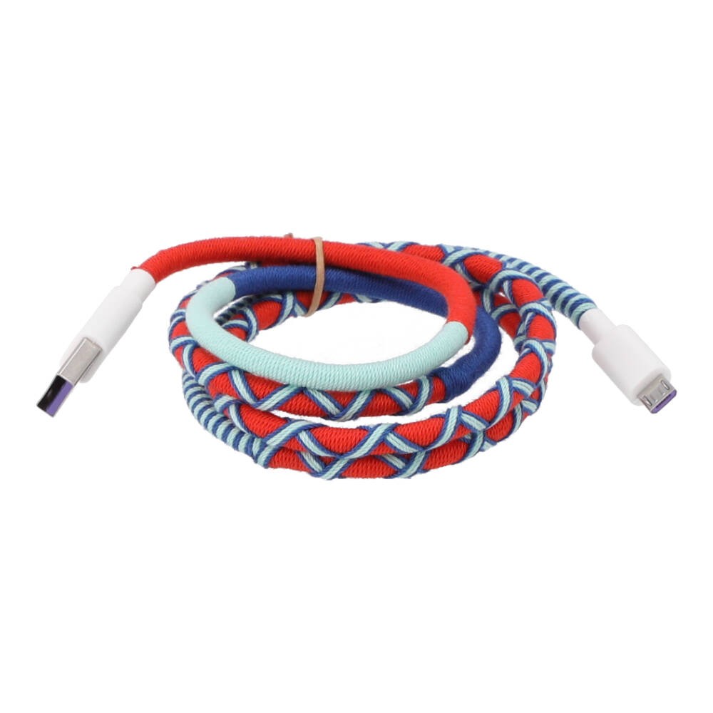 สายชาร์จ QPLUS Micro USB Cable 3A Braided 1 เมตร Red
