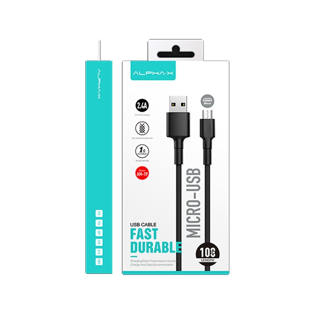 Alpha Micro USB Cable 1M. AM-19 Black
