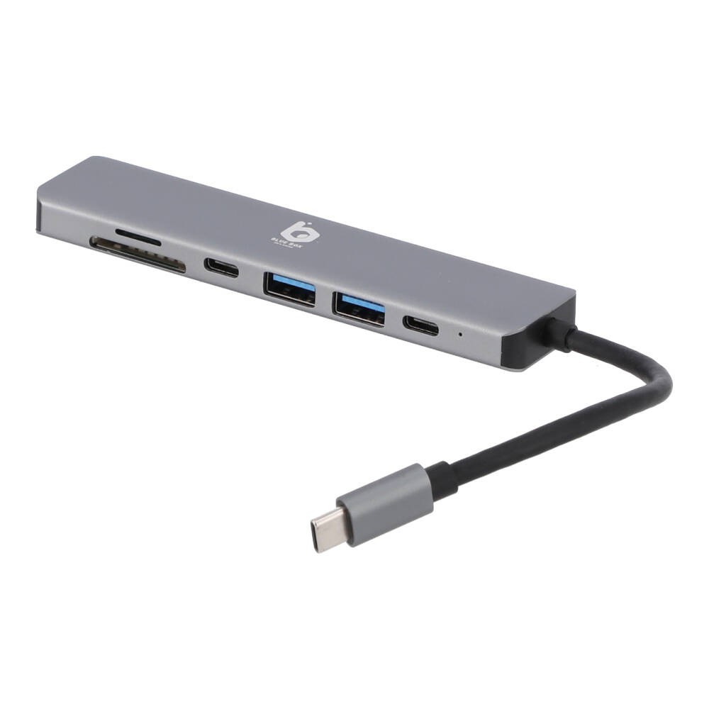 Blue Box Port Hub USB Type-C 7-in-1 Multifunction Converter Silver Gray