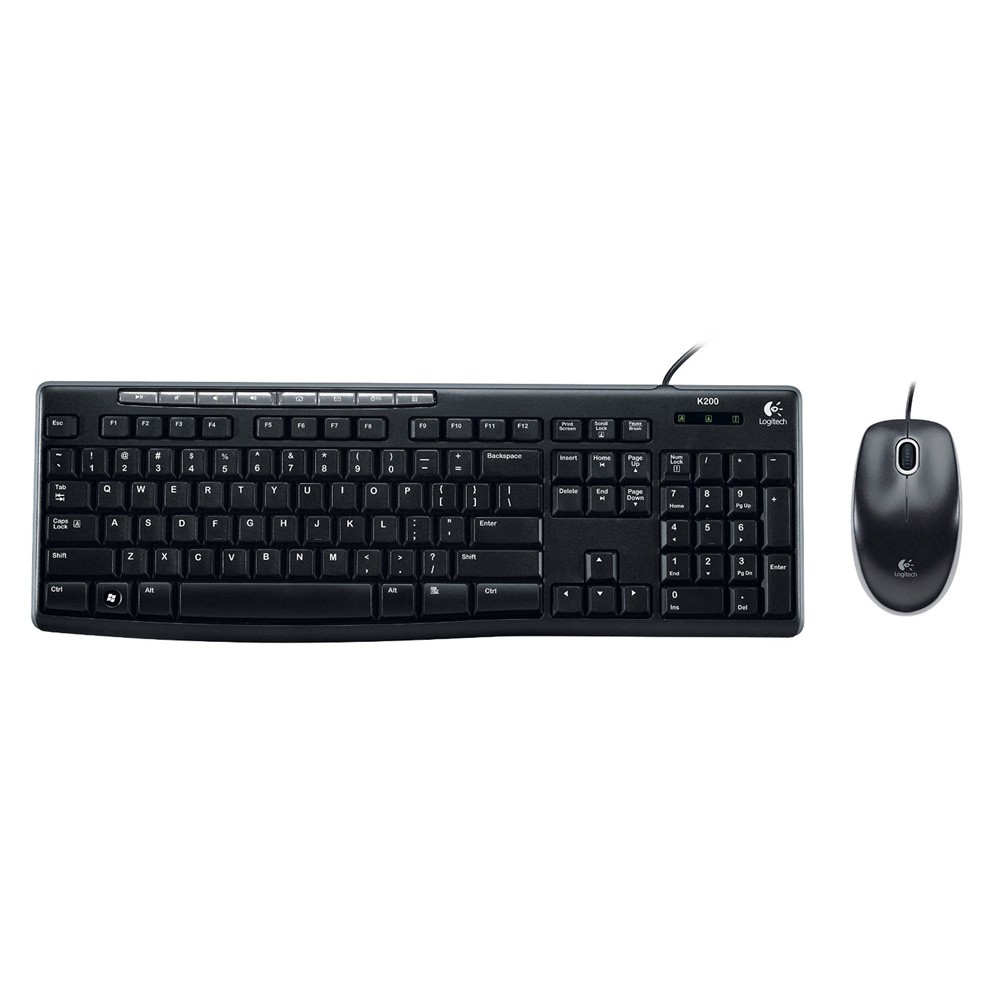 เมาส์และคีย์บอร์ด Logitech Wired Mouse + Keyboard MK200 (TH/EN)