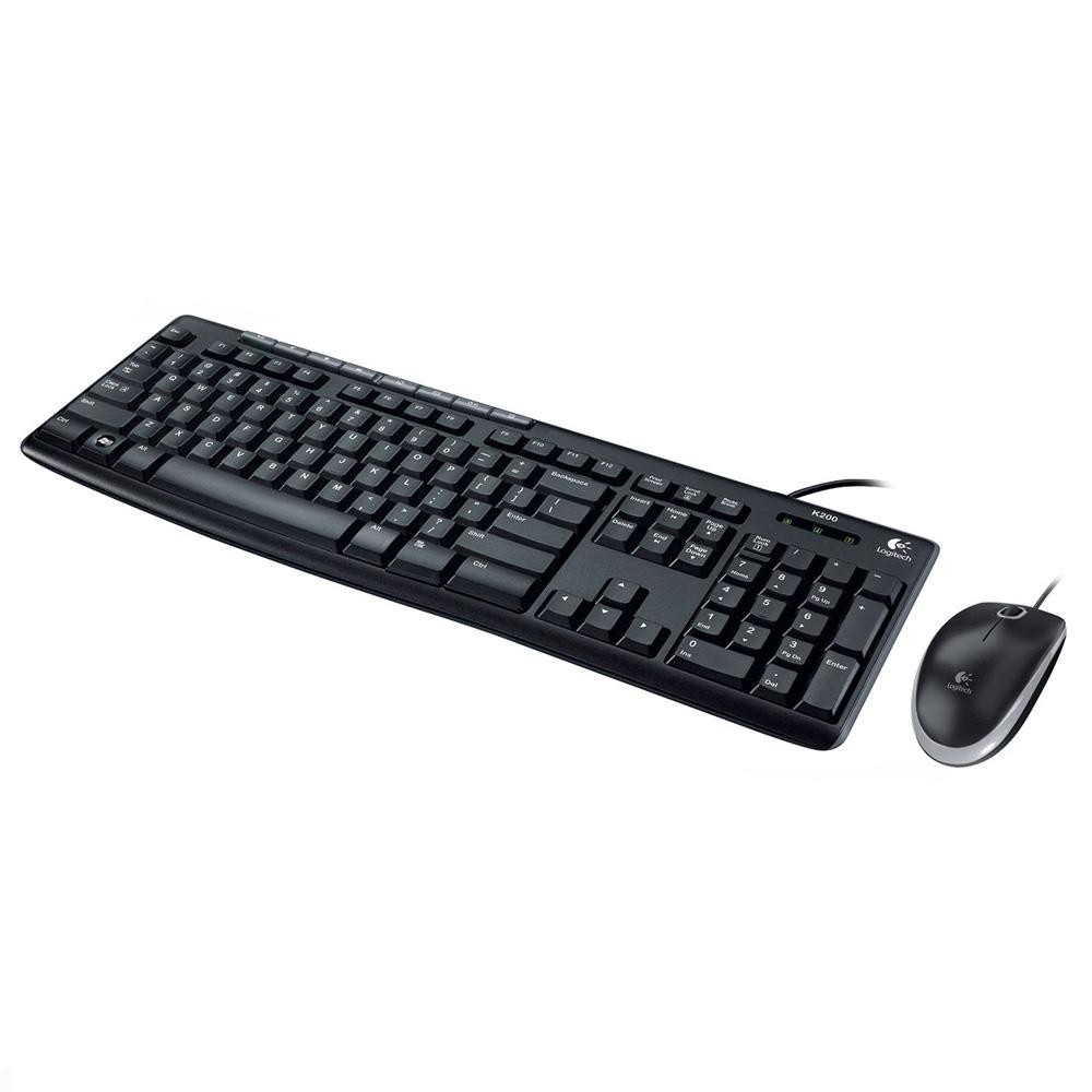 เมาส์และคีย์บอร์ด Logitech Wired Mouse + Keyboard MK200 (TH/EN)