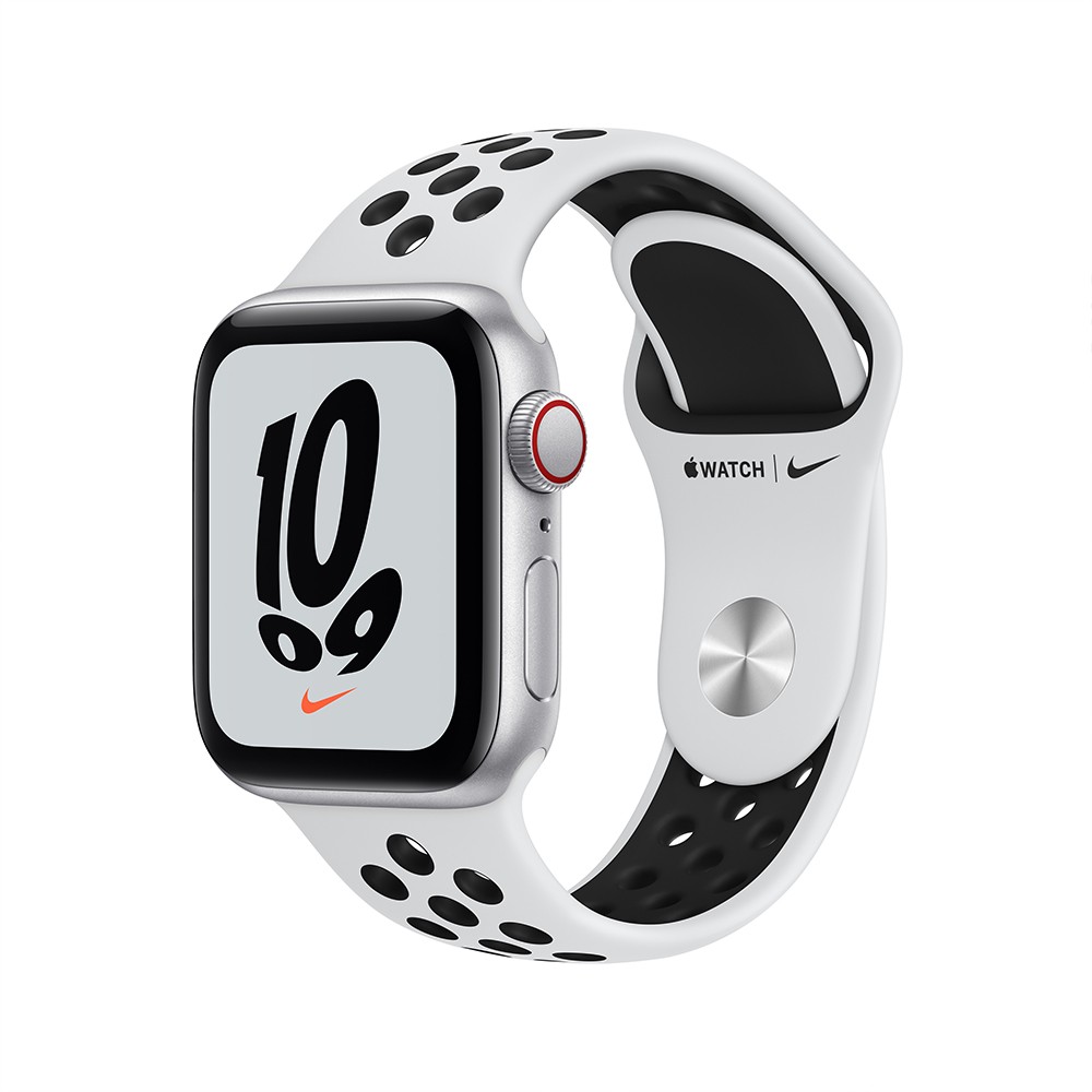 Apple Watch Nike SE GPS + Cellular 40mm Silver Aluminium Case with Pure Platinum/Black Nike Sport Band - (2022)