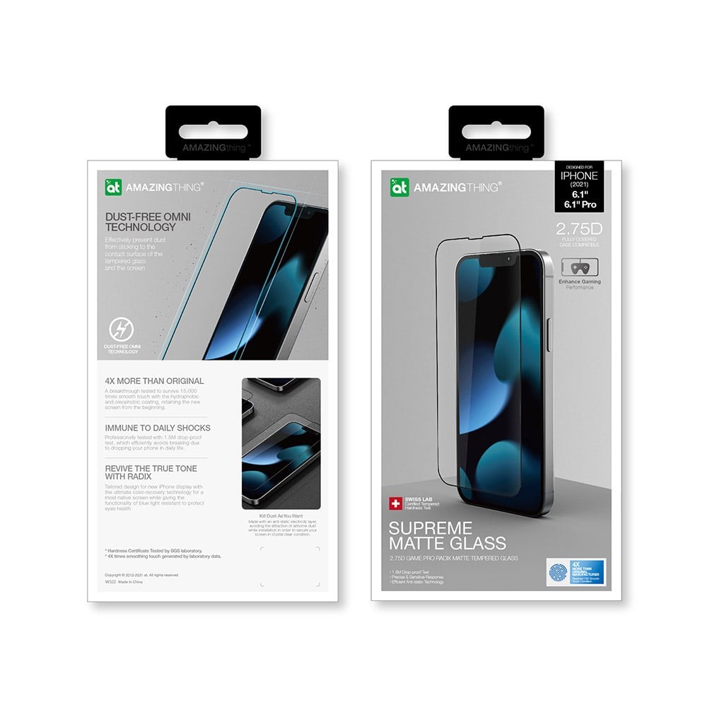 ฟิล์มกันรอย AMAZINGthing Matte TG iPhone 13 Pro Max 2.75D Fully Covered Radix