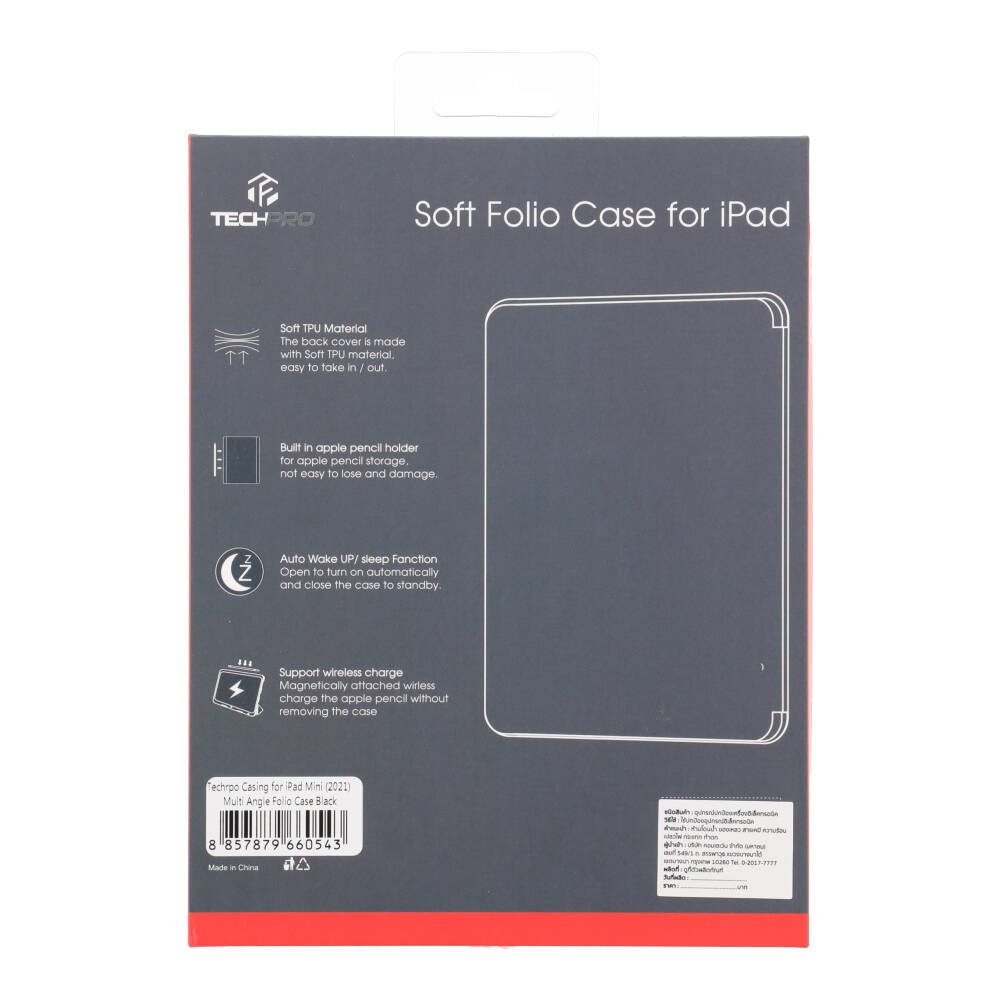 เคส TECHPRO iPad Mini 6 Multi Angle Folio Black