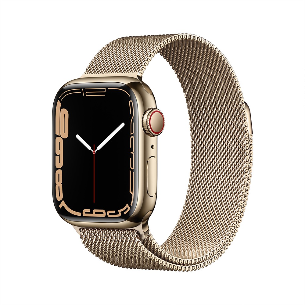 Apple Watch Series 7 GPS + Cellular 41mm Gold Stainless Steel Case with Gold Milanese Loop