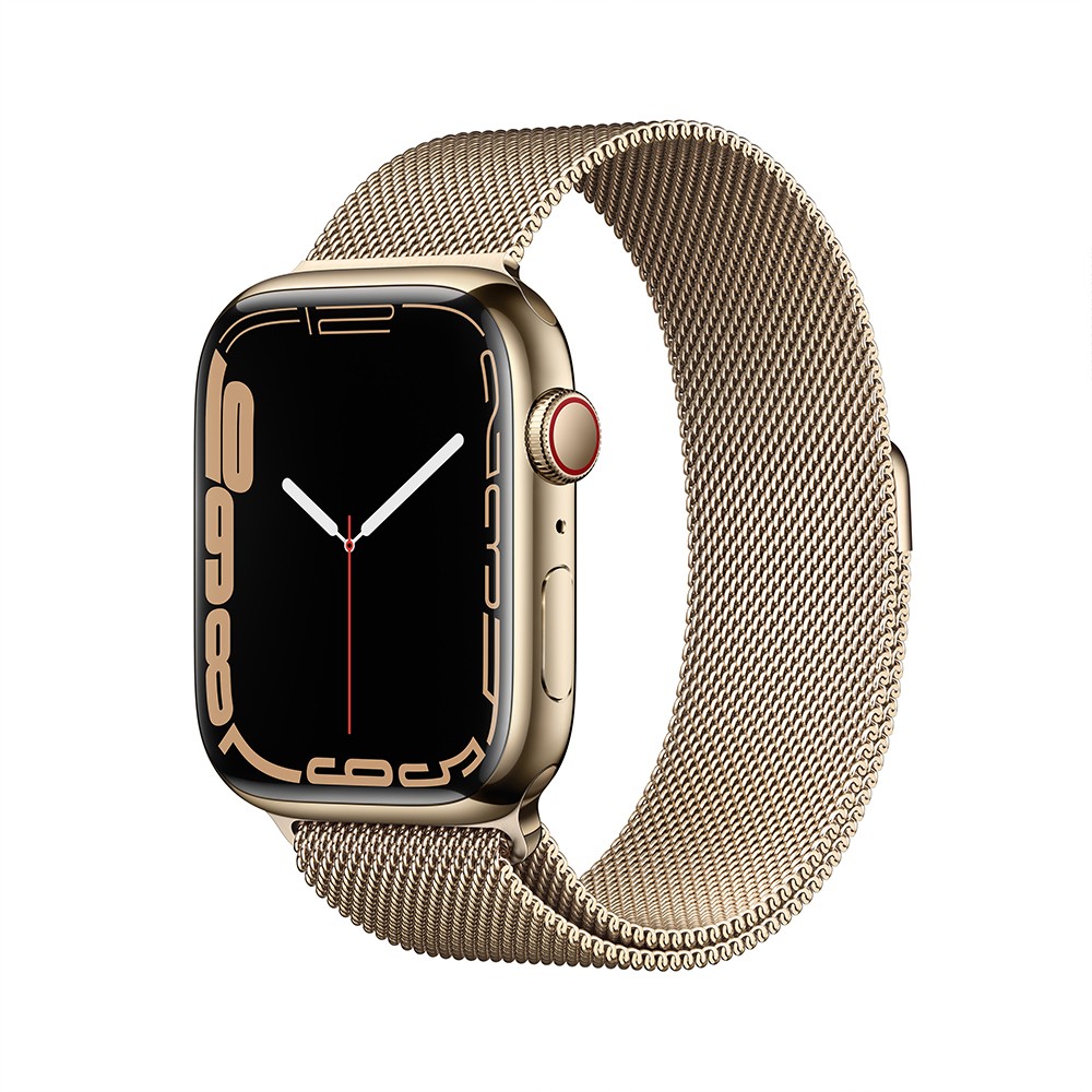 Apple Watch Series 7 GPS + Cellular 45mm Gold Stainless Steel Case with Gold Milanese Loop