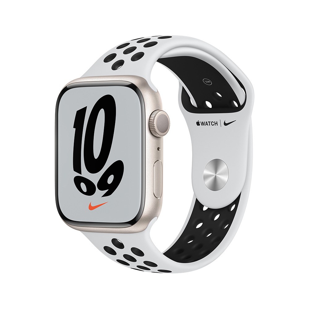 Apple Watch Nike Series 7 GPS 45mm Starlight Aluminium Case with Pure Platinum/Black Nike Sport Band