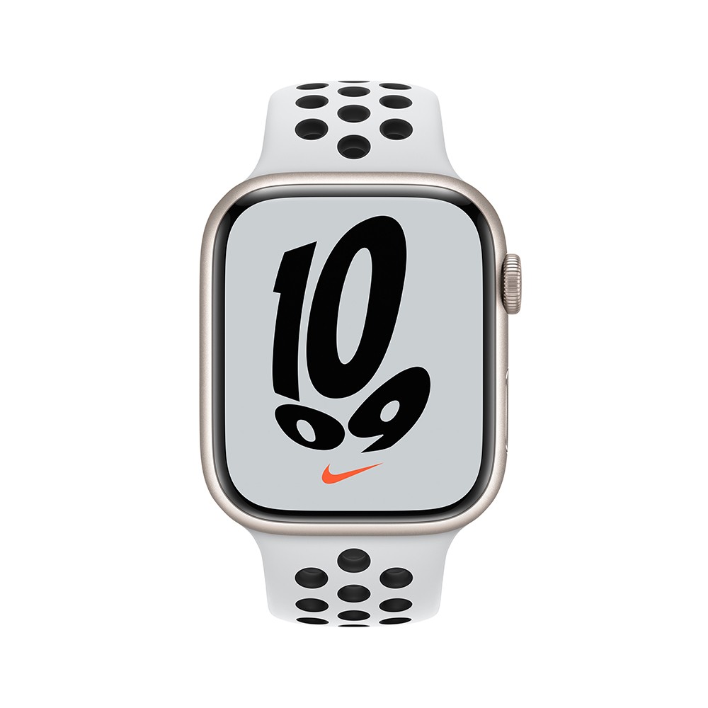 Apple Watch Nike Series 7 GPS 45mm Starlight Aluminium Case with Pure Platinum/Black Nike Sport Band