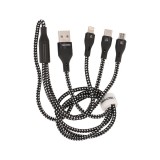 สายชาร์จ TECHPRO 3in1 Cable (USB-A to Type-C, Lightning, Micro USB) 1 เมตร Black/White