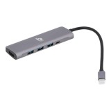 Blue Box Port Hub USB Type-C Hub 5-in-1 Multifunction Converter - Silver Gray