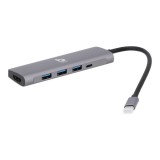 Blue Box Port Hub USB Type-C Hub 5-in-1 Multifunction Converter - Silver Gray