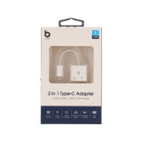 Blue Box USB-C to 3.5mm Audio + USB-C Fast Charge Adapter- White