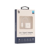 Blue Box USB-C to 3.5mm Audio + USB-C Fast Charge Adapter- White