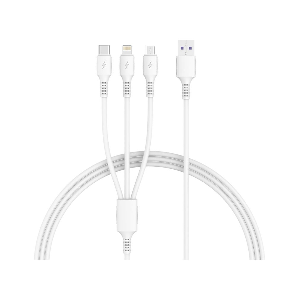 สายชาร์จ VEGER 3-in-1 DATA Cable 1 เมตร White