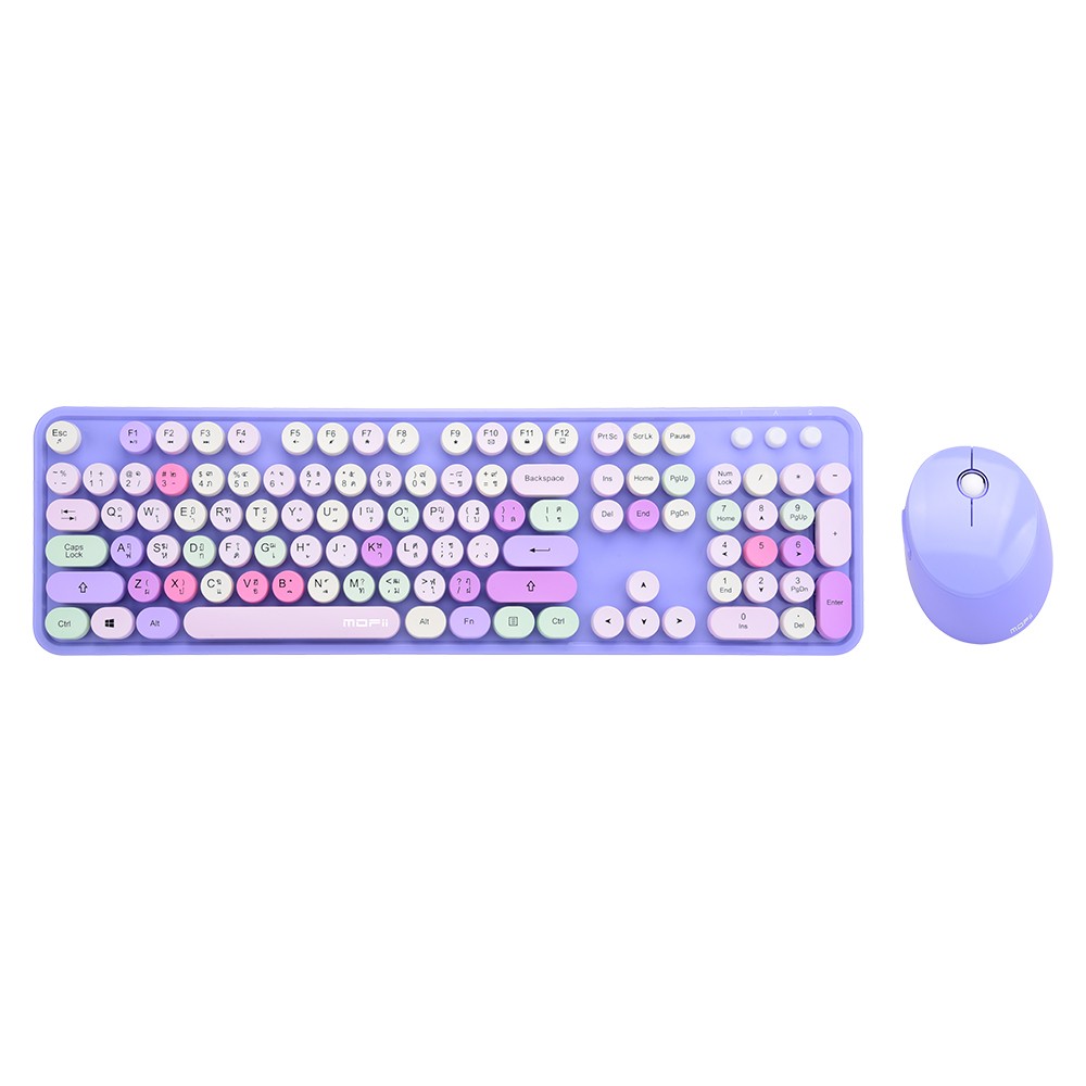 เมาส์และคีย์บอร์ด MOFii Wireless Mouse + Keyboard Sweet Mixed Purple (TH/EN)