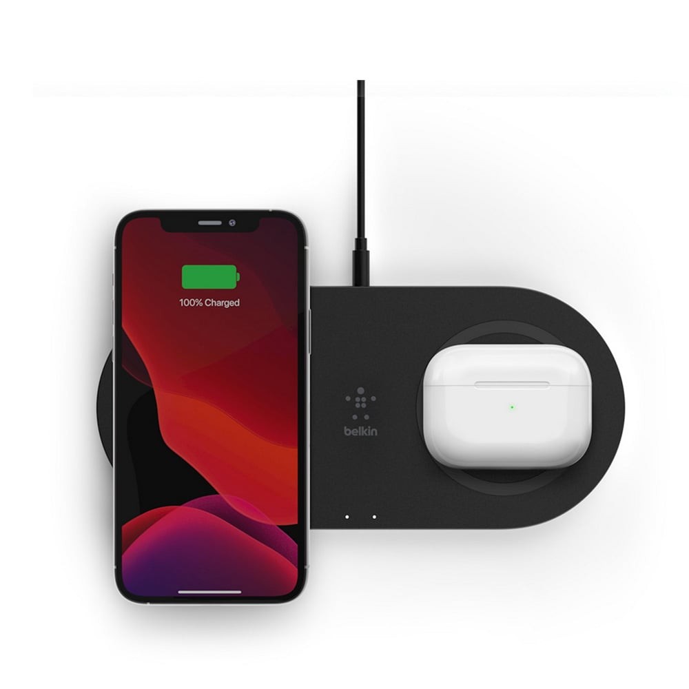 ที่ชาร์จไร้สาย Belkin 2-IN-1 Wireless Charger 2 Pad 15W Boost Up Black (WIZ008dqBK)