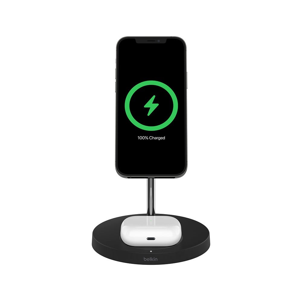 ที่ชาร์จไร้สาย Belkin 2-in-1 Wireless Charger MagSafe Stand 15W Black (WIZ010dqBK)