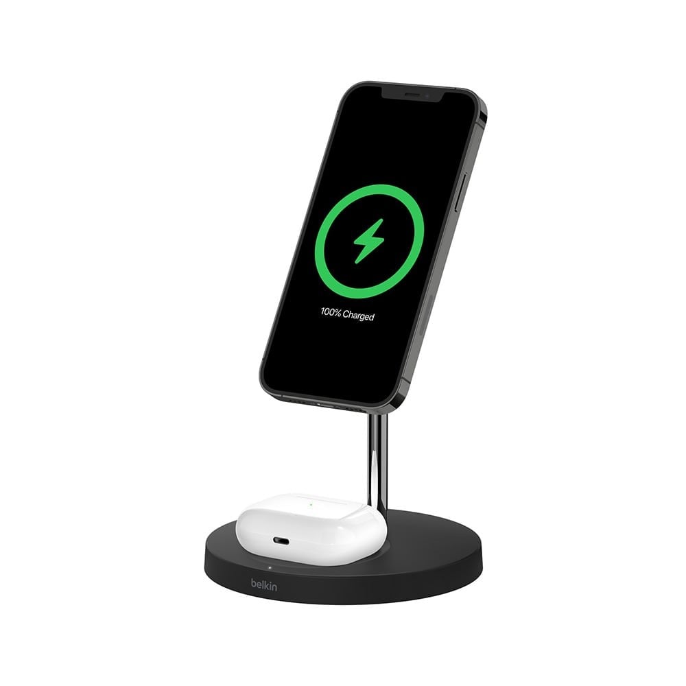 ที่ชาร์จไร้สาย Belkin 2-in-1 Wireless Charger MagSafe Stand 15W Black (WIZ010dqBK)