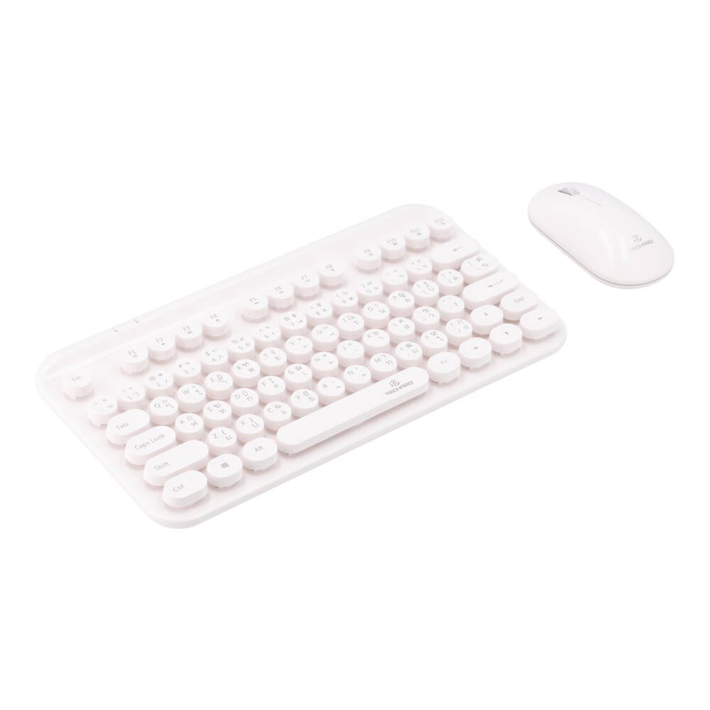 เมาส์และคีย์บอร์ด TECHPRO Wireless Dot Keyboard + Mouse Set (TH/EN) - White