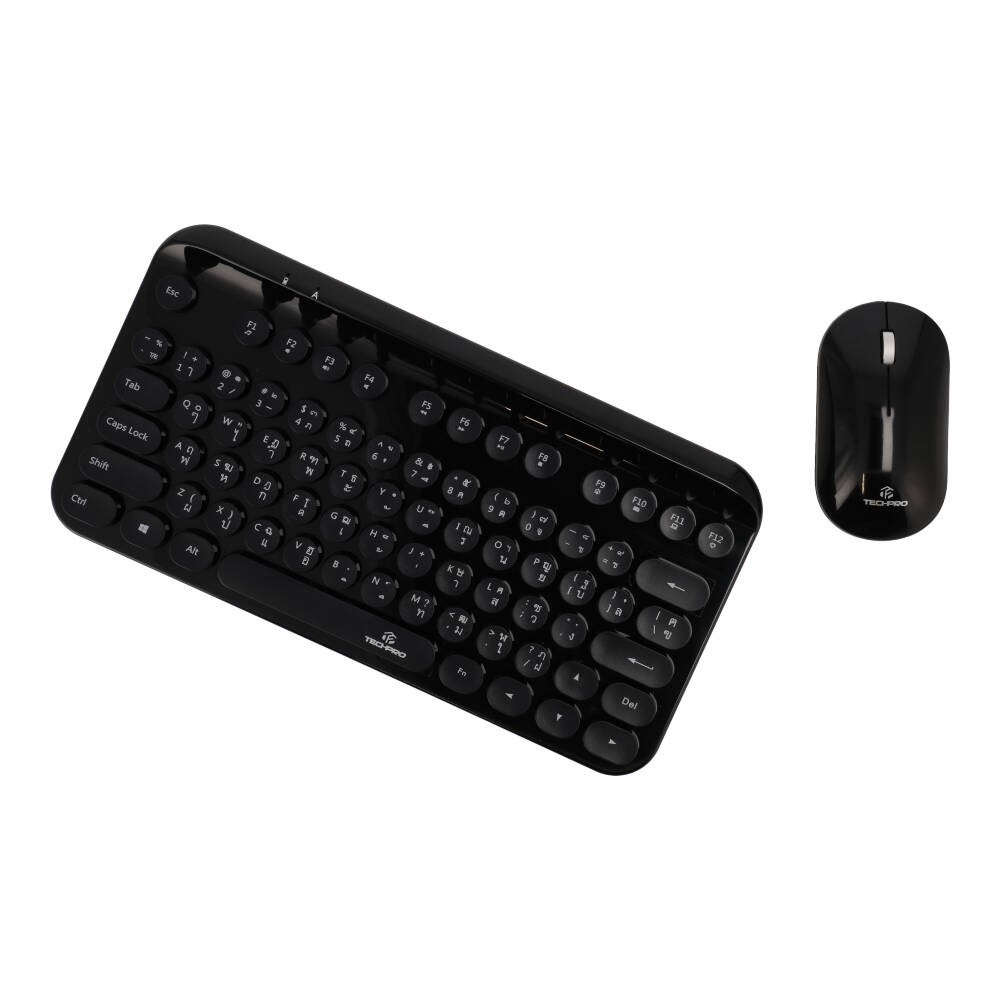 เมาส์และคีย์บอร์ด TECHPRO Wireless Dot Keyboard + Mouse Set (TH/EN) - Black