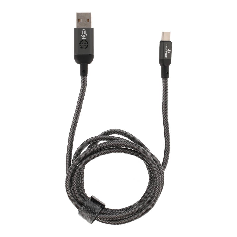 สายชาร์จ TECHPRO Voice Control LED Light Data Cable USB-A to Type-C 1.2 เมตร - Gray