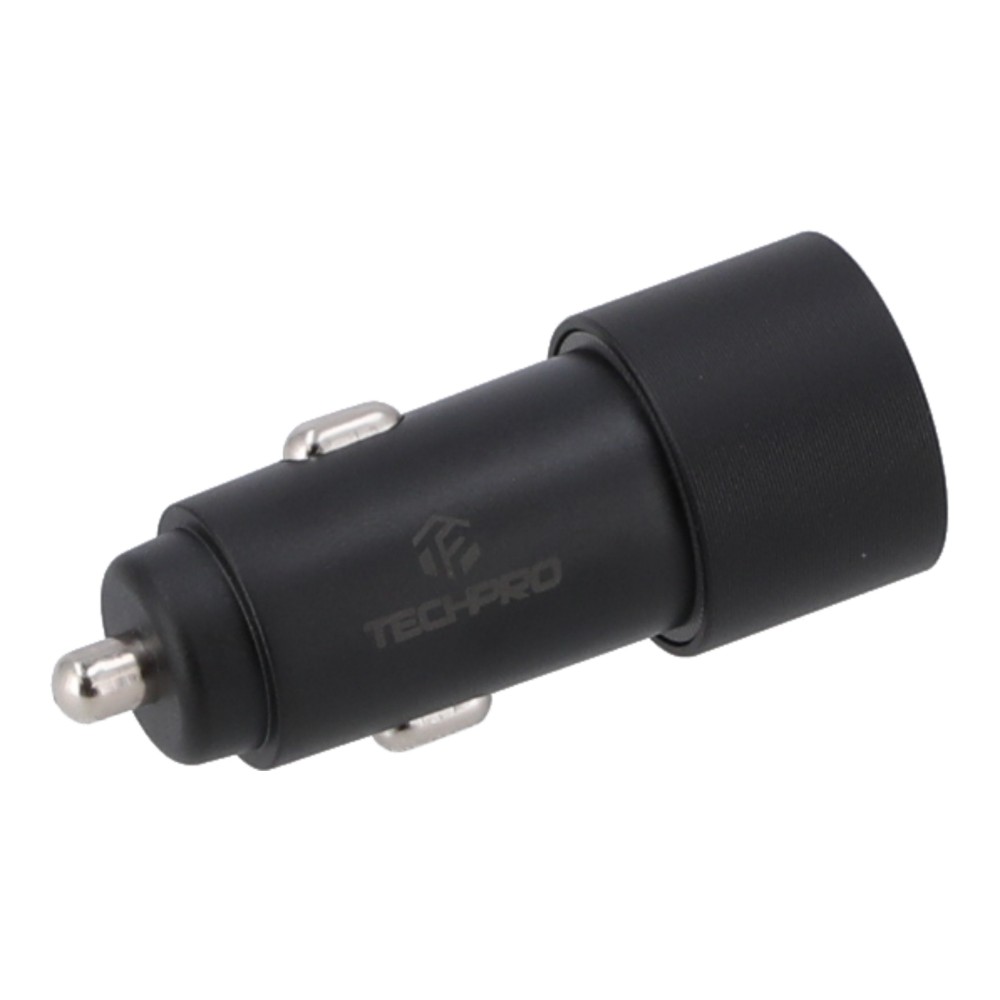 TECHPRO 4.8A Dual-port 2 USB-A Colorful LED Light Car Charger - Black