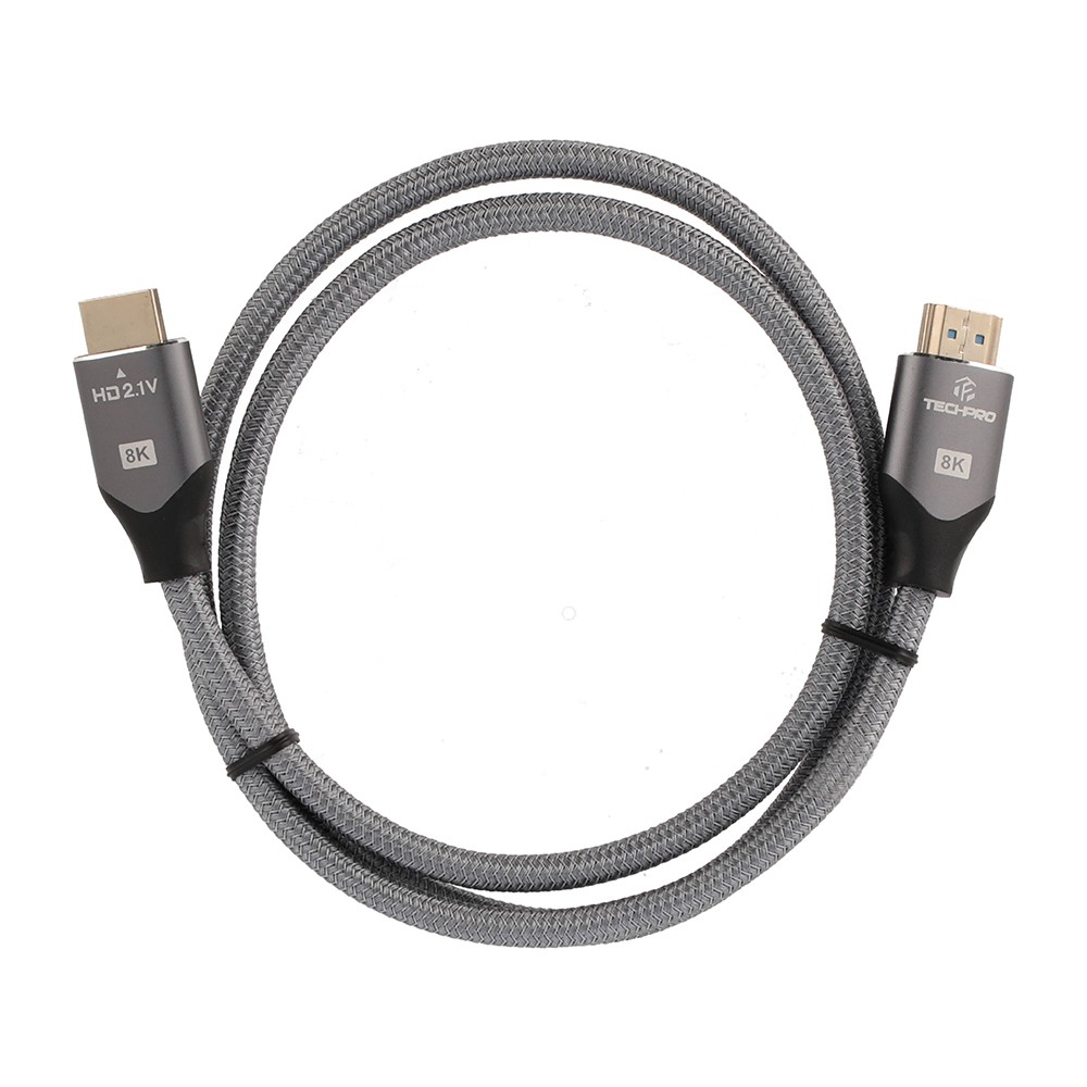 TECHPRO สาย HDMI to HDMI Cable (V.2.1) 8K 1M. Silver Grey