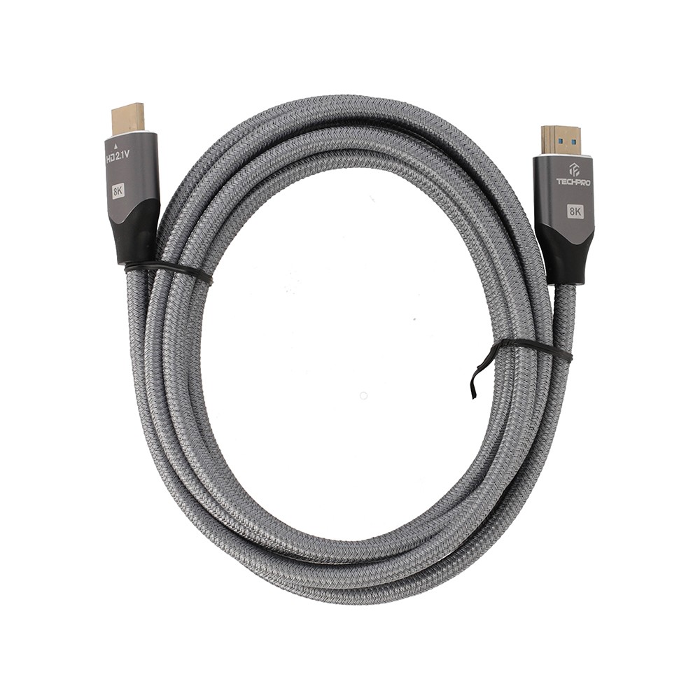 TECHPRO สาย HDMI to HDMI Cable (V.2.1) 8K 3M. Silver Grey