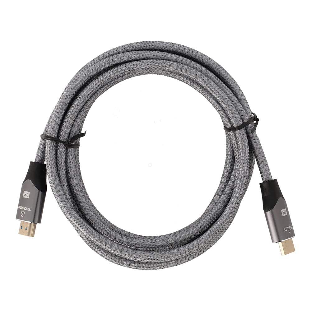 TECHPRO สาย HDMI to HDMI Cable (V.2.1) 8K 3M. Silver Grey
