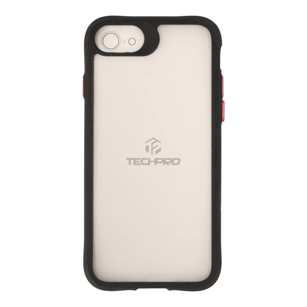 เคส TECHPRO iPhone SE 3 (2022)/8/7 (4.7 inch) Black Matted Frame with Red Button