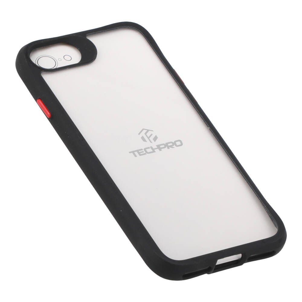 เคส TECHPRO iPhone SE 3 (2022)/8/7 (4.7 inch) Black Matted Frame with Red Button