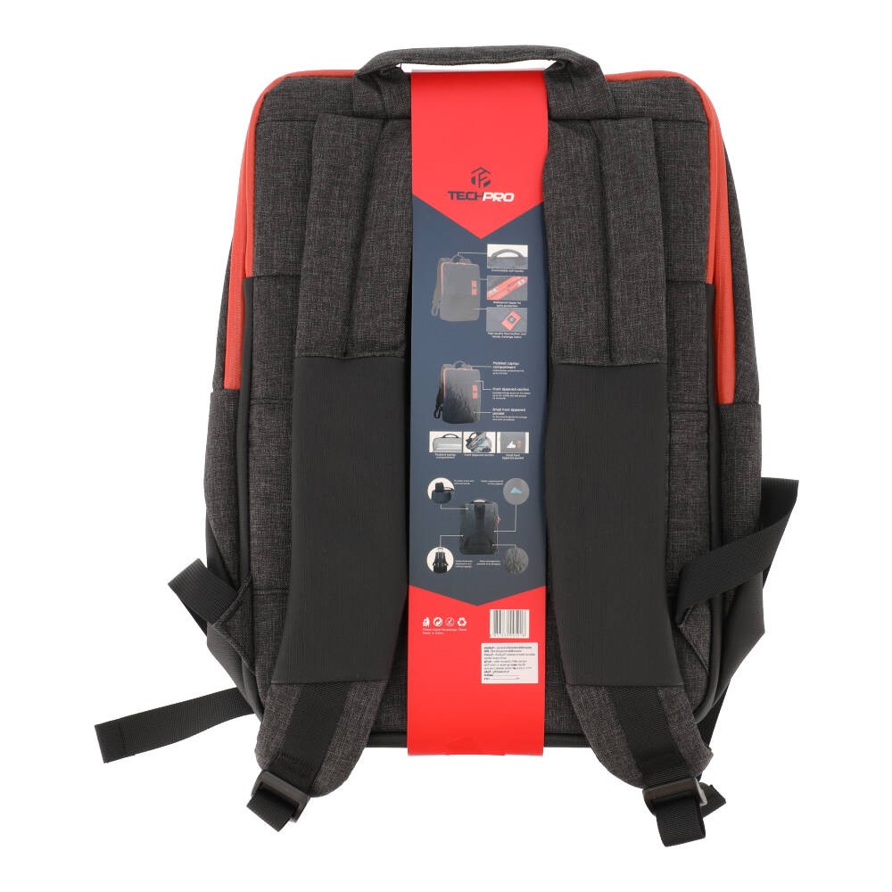 กระเป๋าโน๊ตบุ๊ค TECHPRO Backpack Laptop 15.6 inch Dark Grey/Orange