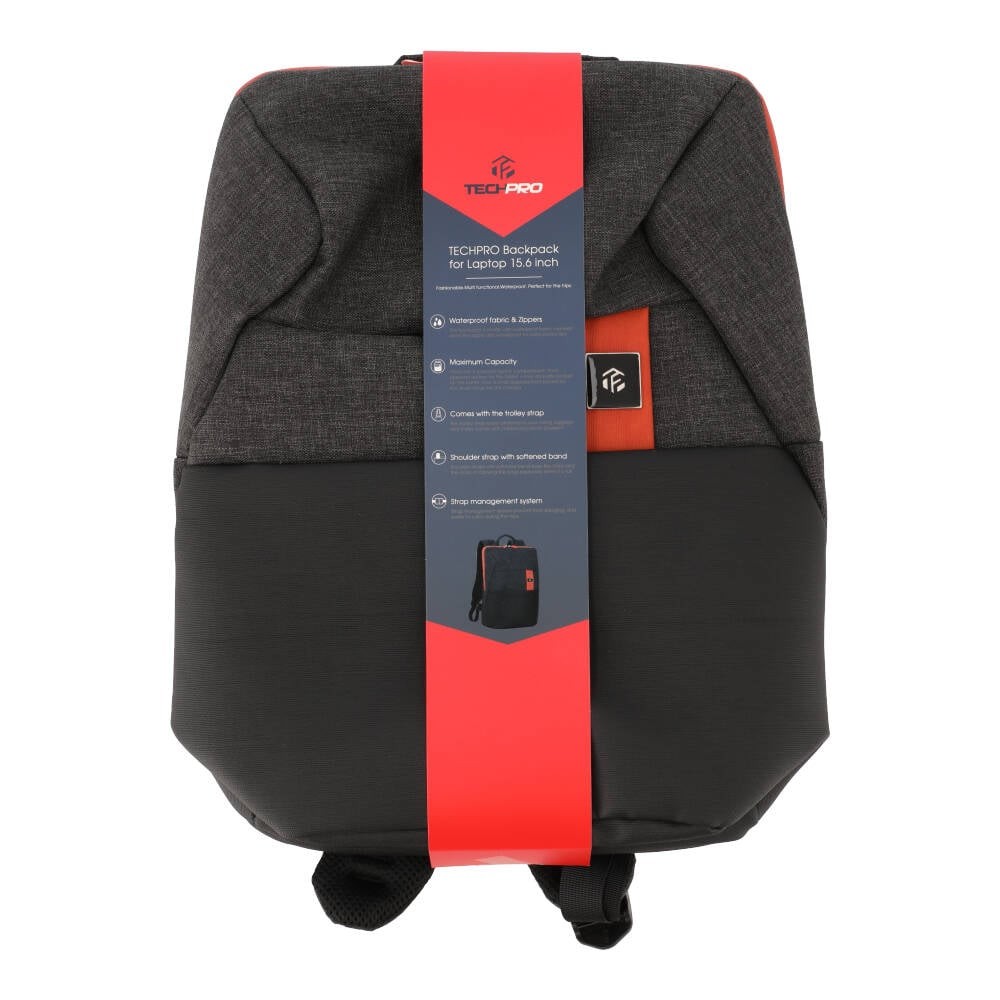 กระเป๋าโน๊ตบุ๊ค TECHPRO Backpack Laptop 15.6 inch Dark Grey/Orange