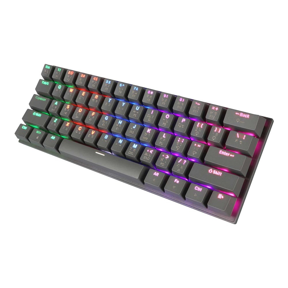 คีย์บอร์ดเกมมิ่ง Tsunami Gaming Keyboard MK-61 Cement Gray Blue Switch