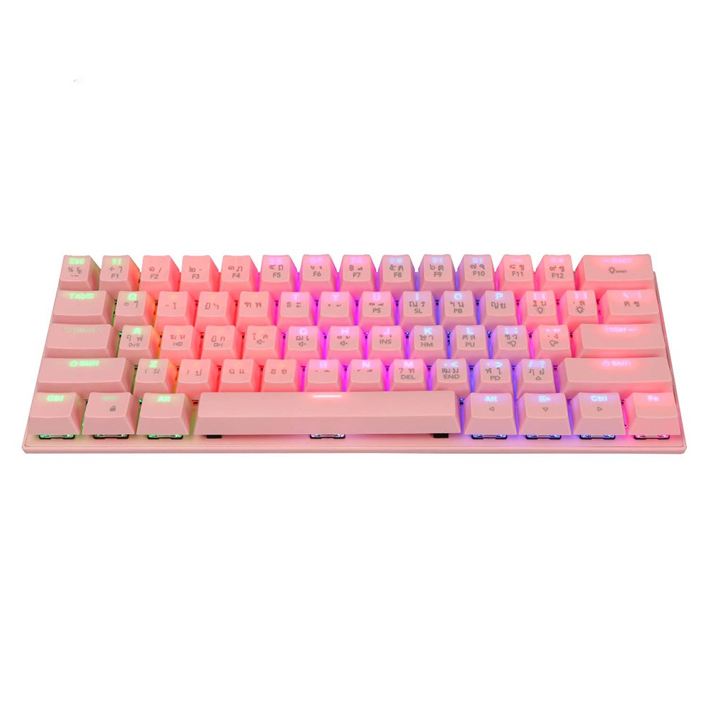 คีย์บอร์ดเกมมิ่ง Tsunami Gaming Keyboard MK-61 Sakura Pink Blue Switch