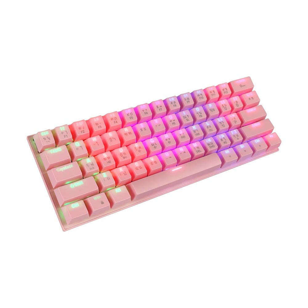 คีย์บอร์ดเกมมิ่ง Tsunami Gaming Keyboard MK-61 Sakura Pink Blue Switch