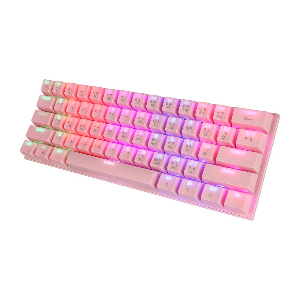 คีย์บอร์ดเกมมิ่ง Tsunami Gaming Keyboard MK-61 Sakura Pink Blue Switch