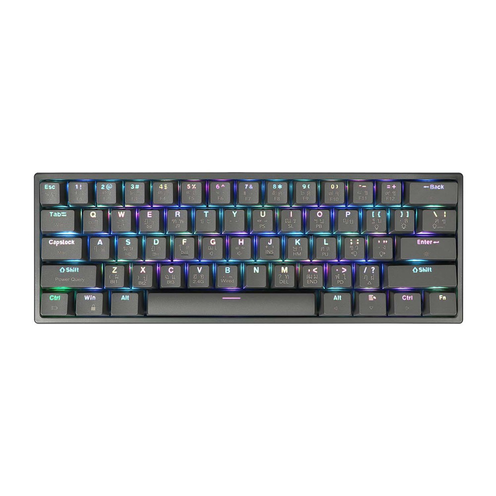 คีย์บอร์ดเกมมิ่ง Tsunami Gaming Keyboard MK-61 Max Cement Gray Blue Switch