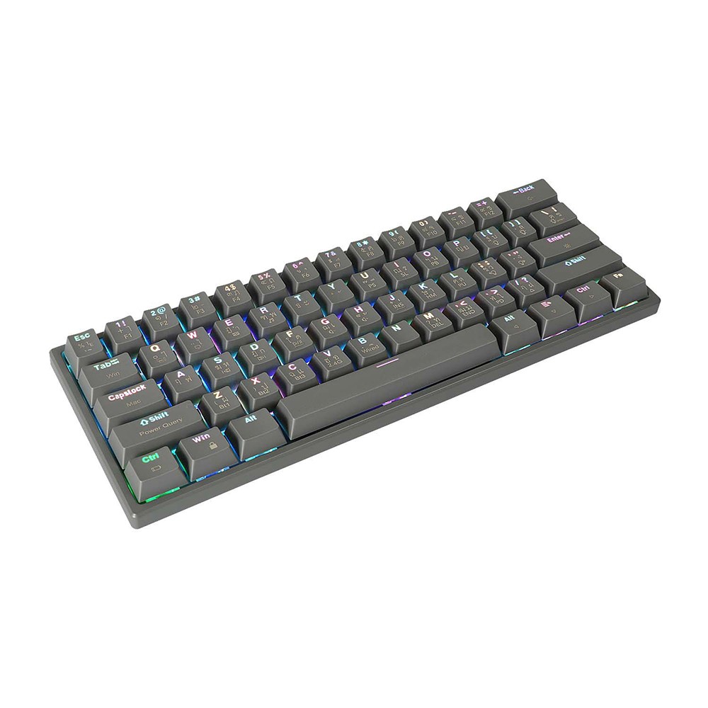 คีย์บอร์ดเกมมิ่ง Tsunami Gaming Keyboard MK-61 Max Cement Gray Blue Switch