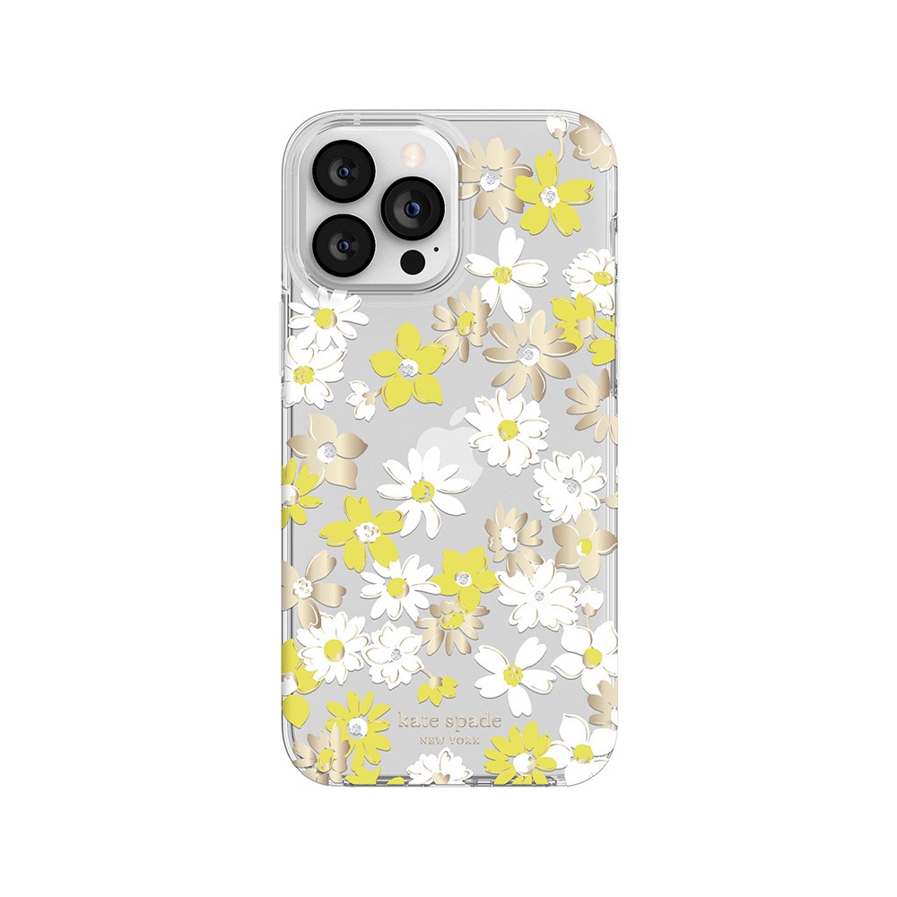 เคส Kate Spade New York iPhone 13 Pro Max Magsafe/Yellow Floral Medley/Flax Stone/White/Gold/Clear