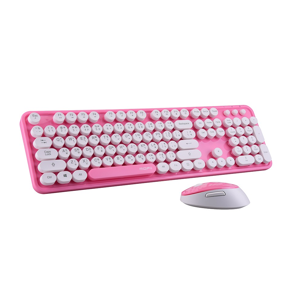 เมาส์และคีย์บอร์ด MOFii Wireless Mouse + Keyboard Sweet Plus Pink